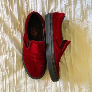Vans crushed red velvet slip-ons